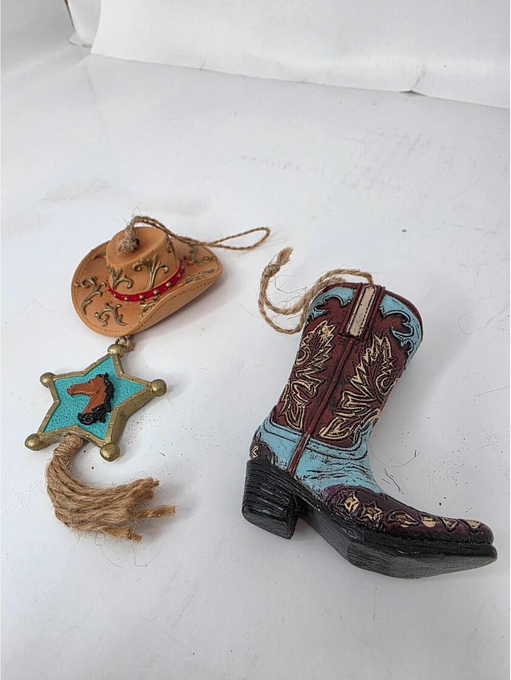 Western Ornaments 2 pc. Cowboy Boot & Hat